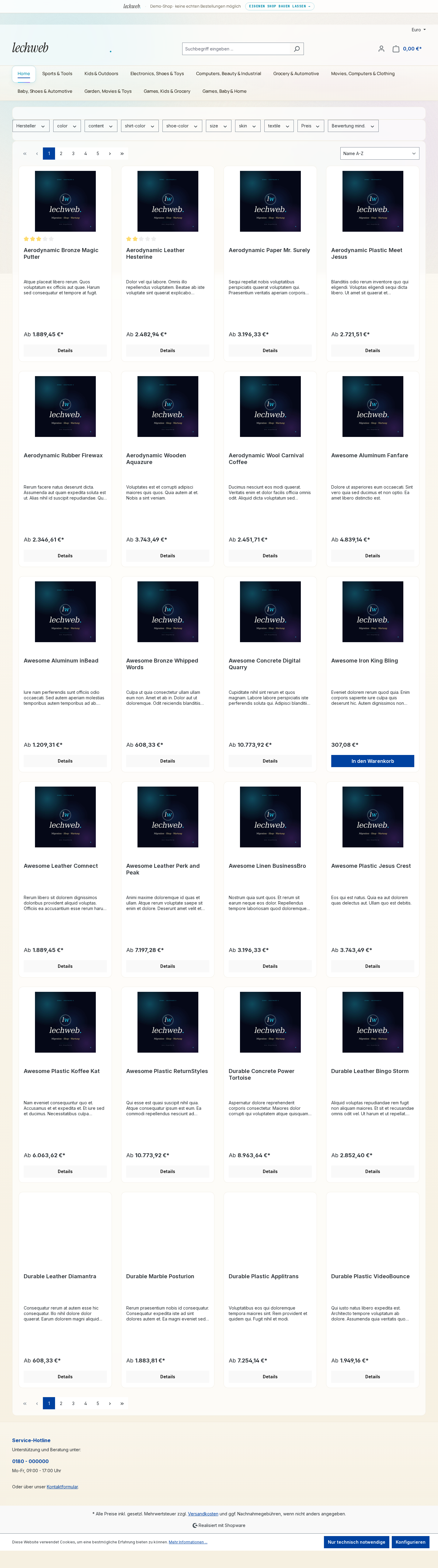 Aktueller Screenshot von demo.lechweb.de — Shopware 6 mit lechweb-Bundles